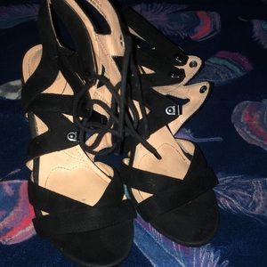 All black high heels